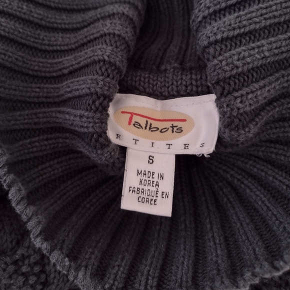Talbots Petites Vintage Green Cable Knit Turtleneck Sweater Size Sp - Picture 5 of 9
